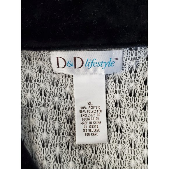 D & D LIFESTYLE VEST COLOR BLACK GRAY VELVET NECK ACRYLIC/POLYESTER SIZE XL - Picture 7 of 7